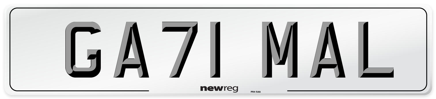 GA71 MAL Number Plate from New Reg